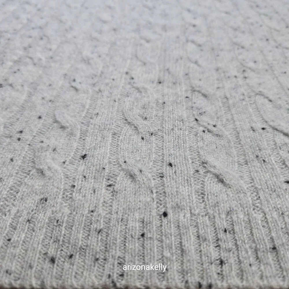 Speckled Cashmere Cable Knit Creme Oversized Scarf